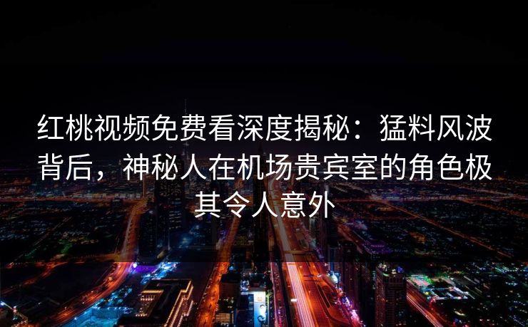 红桃视频免费看深度揭秘：猛料风波背后，神秘人在机场贵宾室的角色极其令人意外