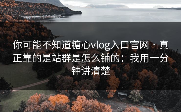 你可能不知道糖心vlog入口官网 · 真正靠的是站群是怎么铺的：我用一分钟讲清楚