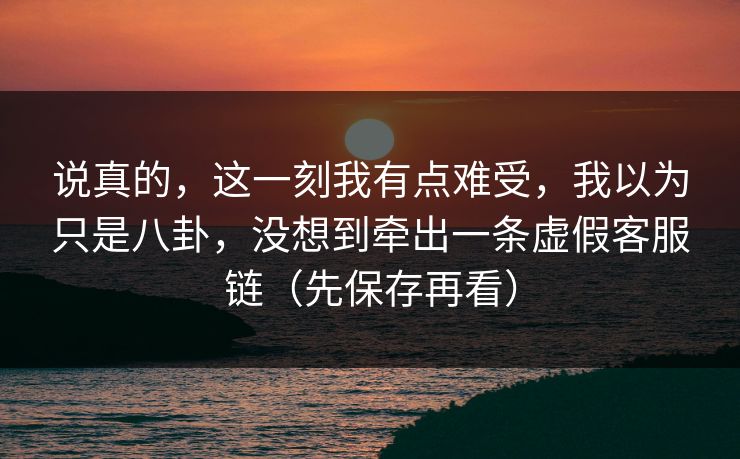说真的，这一刻我有点难受，我以为只是八卦，没想到牵出一条虚假客服链（先保存再看）