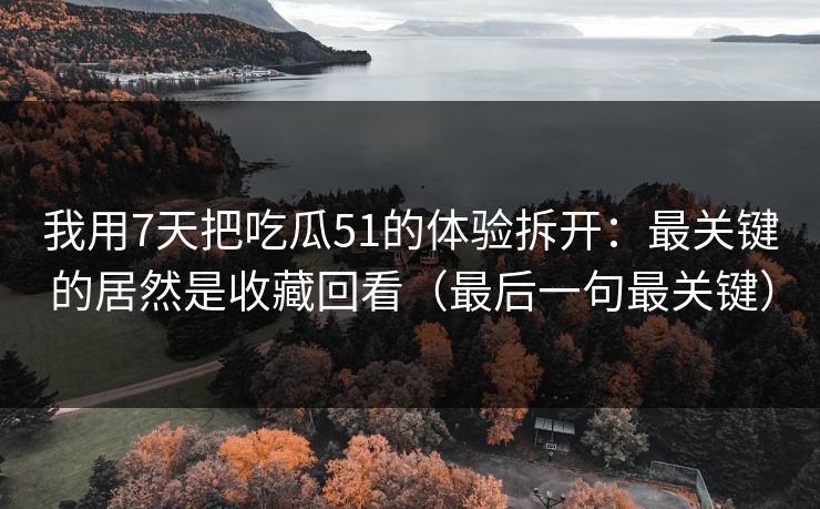 我用7天把吃瓜51的体验拆开：最关键的居然是收藏回看（最后一句最关键）